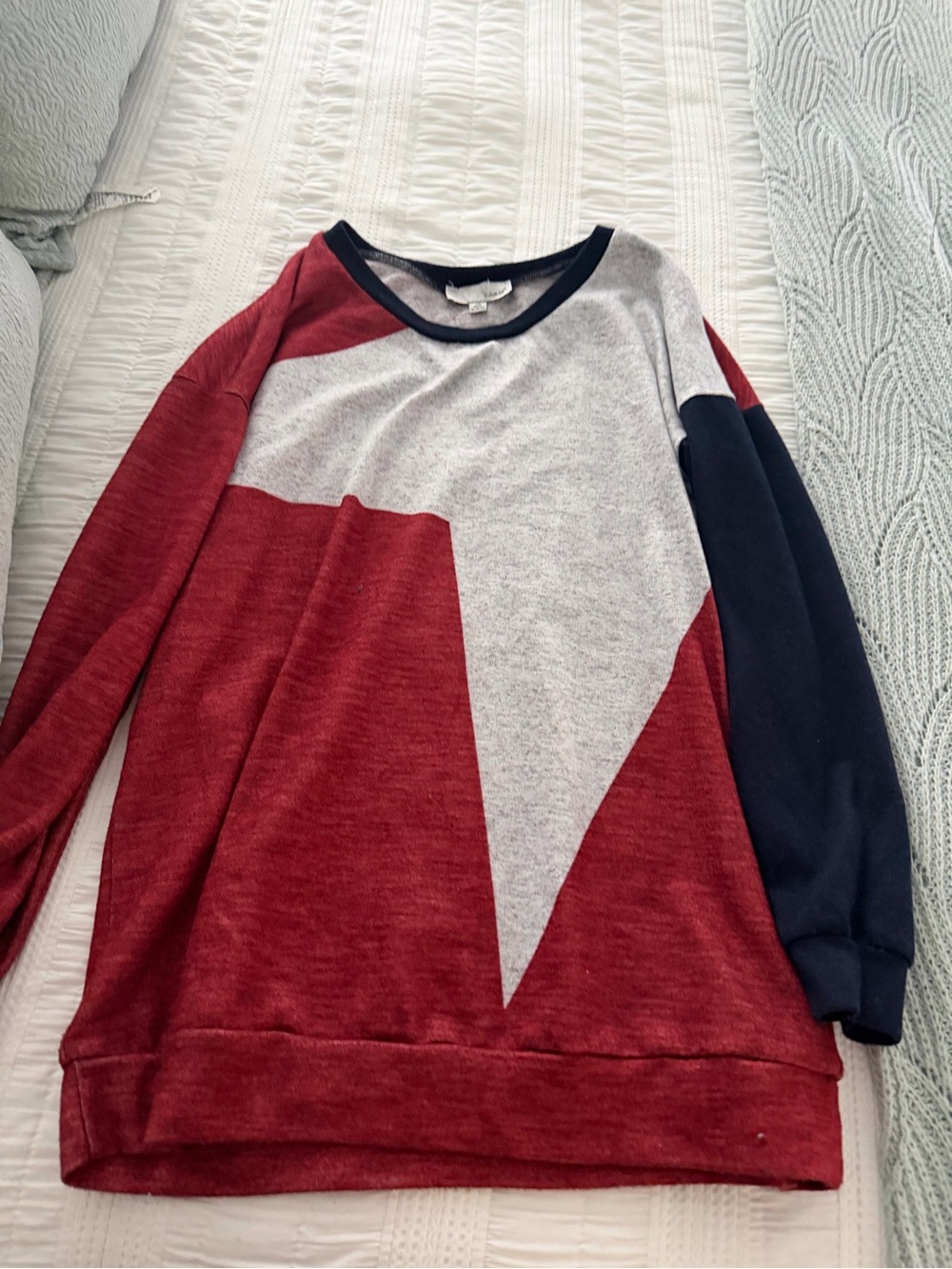 Men's Colorblock Crewneck Sweater - Red, Gray & Navy